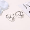thumbnail image 4 of Anillo con letra inicial para mujeres y niñas, aleación de plata, anillos de alfabeto ajustables con incrustaciones de cristal, regalo, 4 of 5