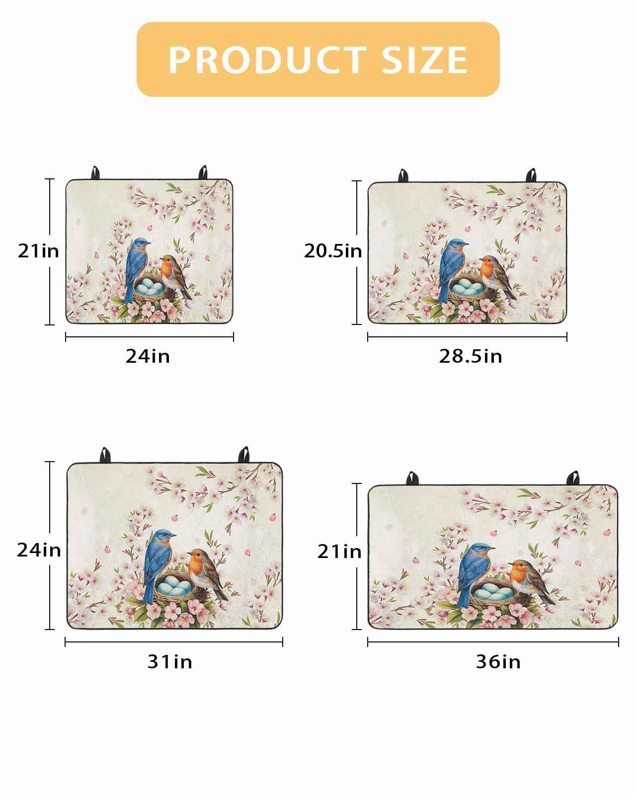 Large Induction Cooktop Protector Mat Birds Floral Stove Top Covers for Electric Stove, Farmhouse Vintage Pink Flower Leaf Decorative Stove Burner Cover Mats, Glass Top Stove Cover