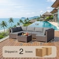 thumbnail image 5 of Outdoor Patio Furniture Set, Rattan Wicker Sectional Conversation Sofa Set with Glass Coffee Table, Weather Resistant Outdoor Seating for Yard Garden Balcony, Gray, 5 of 7