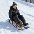 thumbnail image 2 of Classic Wooden Toboggan Sled for Snow 54 Inches Long Blue Steel Runner Sled for Adults Kids Fast Traditional Sled for Hills Family Winter Fun Backyard Sledding Outdoor Adventure 330 lbs Capacity, 2 of 10