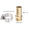 thumbnail image 3 of Uxcell 14mm x G3/8 Male Thread Brass Hose Barb Fitting Straight Pipe Connector with Stainless Steel Hose Clamp 2 Set, 3 of 5
