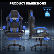 Bigzzia Gaming Chair with Footrest, Gamer Chair for Adults,Lumbar Pillow and Headrest Adjustable, Blue