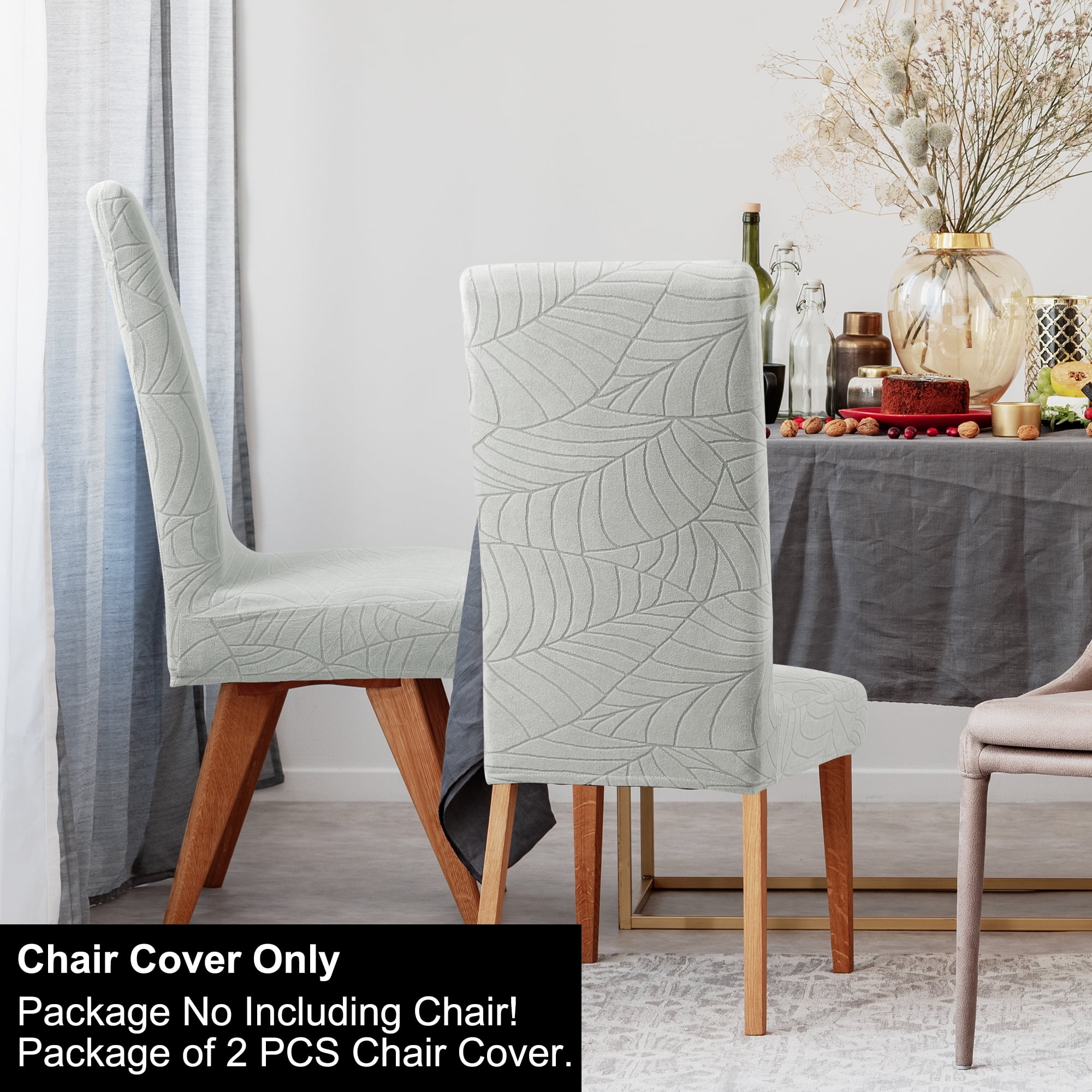 Unique Bargains Jacquard Stretch Removable Dining Room Chair Covers 2 Light Gray