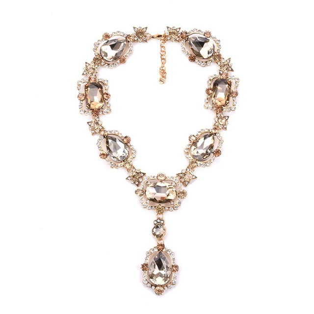 Minnieouse Collar de aleación de cristal para mujer, collares llamativos a la moda con colgante, adorno de joyería brillante para fiesta de Bar Ropa, zapatos y accesorios Miscelánea champán Minnieouse AP014884-05