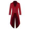 thumbnail image 4 of LANGWYQU Long Sleeved Men V-Neck Solid Vintage Costume Jacket Trench Coat, 4 of 5