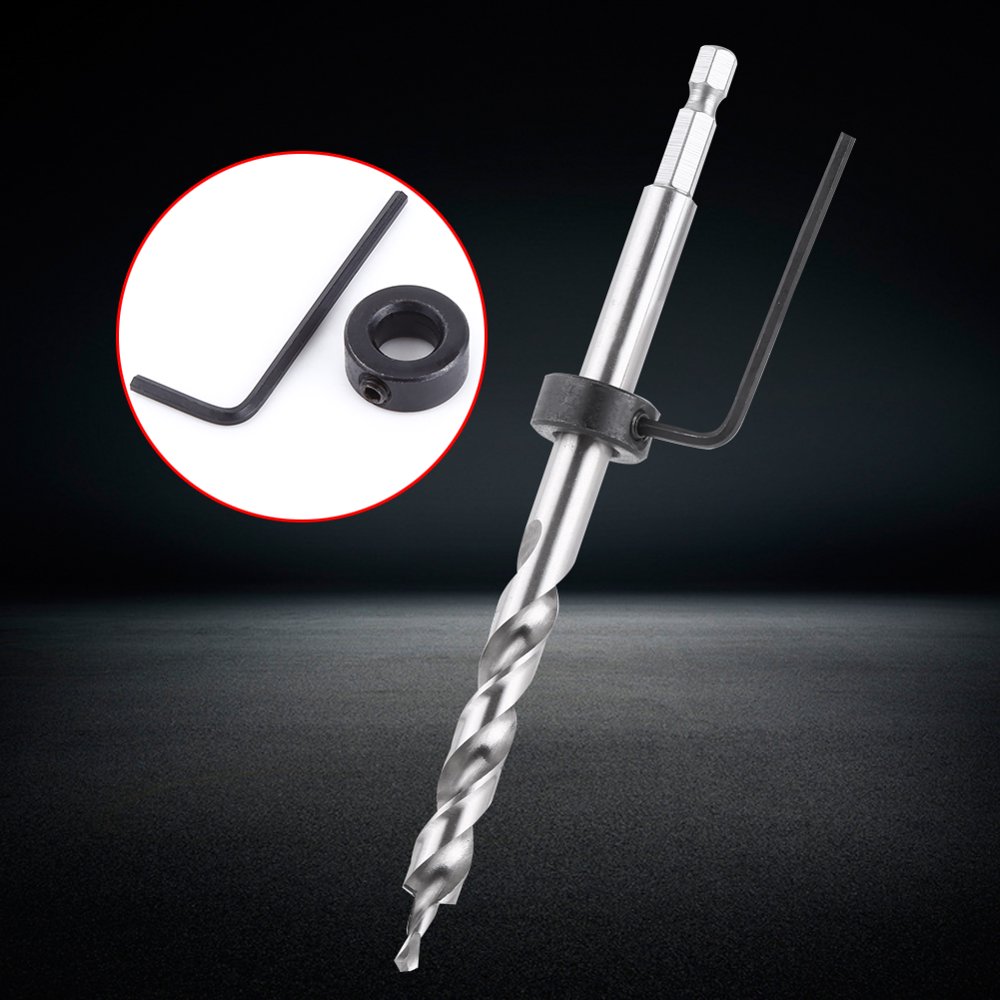 ACOUTO 3/8 inch Lip And Spur Point Drill Bit with Adjustable Depth Stop