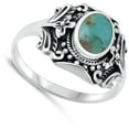 thumbnail image 4 of CHOOSE YOUR COLOR Ornate Fancy Simulated Turquoise Ring .925 Sterling Silver Band Blue CZ Female Size 7, 4 of 4