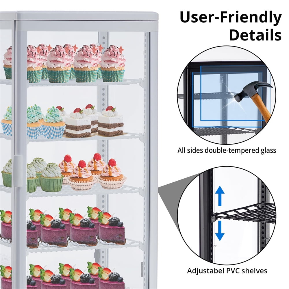 Commercial Refrigerator - 3.46 cu.ft. 98L, Upright Beverage Cooler, Countertop Design with LED Light, Ideal for Home, Store, Gym, Office, and Cafe Restaurant