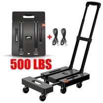 Folding Hand Truck 500 LB Capacity – Heavy Duty 6-Wheel Luggage Cart with 2 Elastic Ropes, Collapsible Utility Dolly Platform for Moving, Travel, Shopping & Office Use