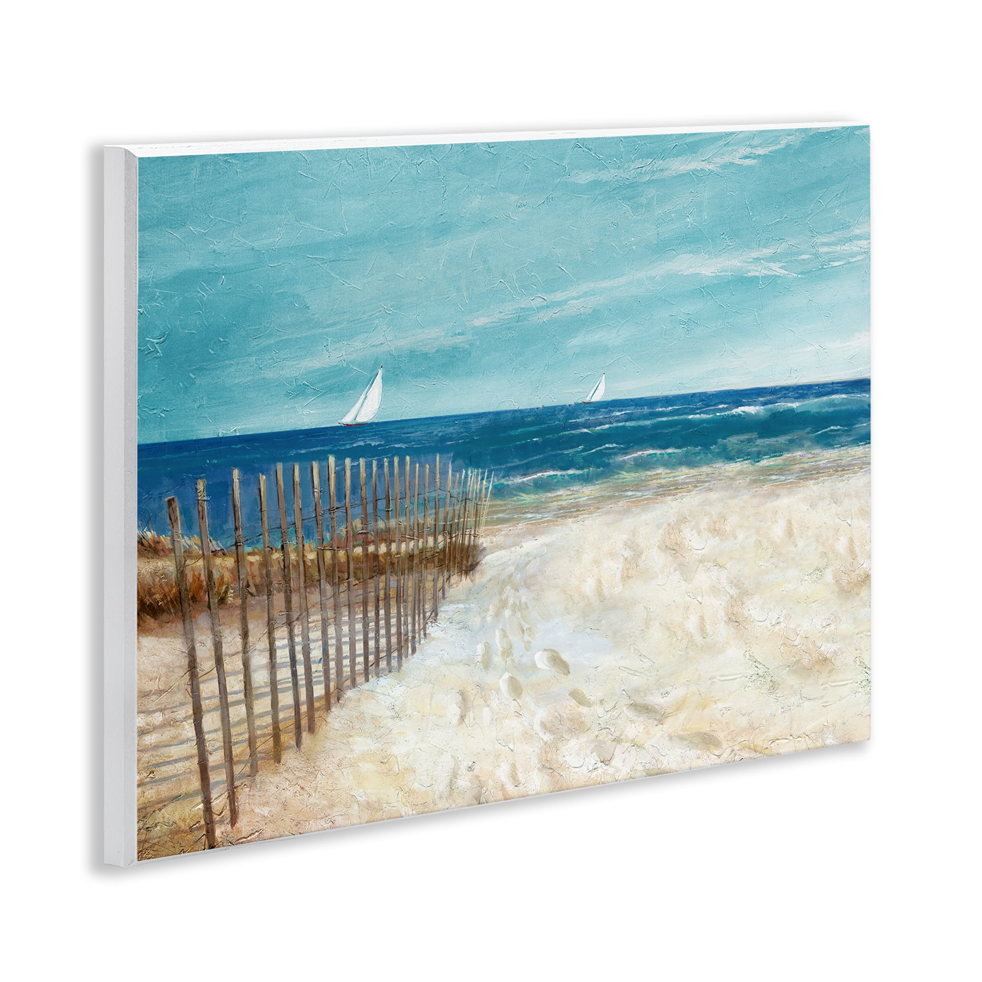 Stupell Industries Footprints by Sandy Fence Nautical & Beach Painting Unframed Art Print Wall Art, 14 x 11