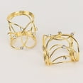 thumbnail image 6 of Balsa Circle 4 Gold Metal Hollow Woven Dinner Napkin Rings Rhinestones Wedding Party Events Decorations Supplies, 6 of 8
