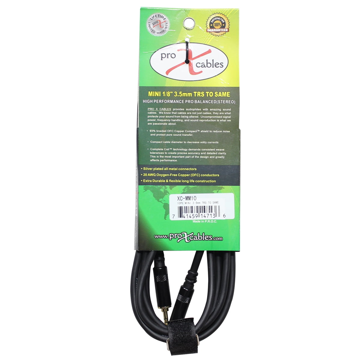ProX XC-MM10 10' 1/8" (3.5mm) TRS-M Mini to 1/8" (3.5mm) TRS-M Mini Balanced High Performance Audio Cable