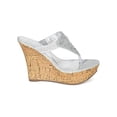 thumbnail image 2 of Liliana CC10 Women Glitter Leatherette Stone Decor Platform Thong Cork Heel Wedge Sandal, 2 of 5