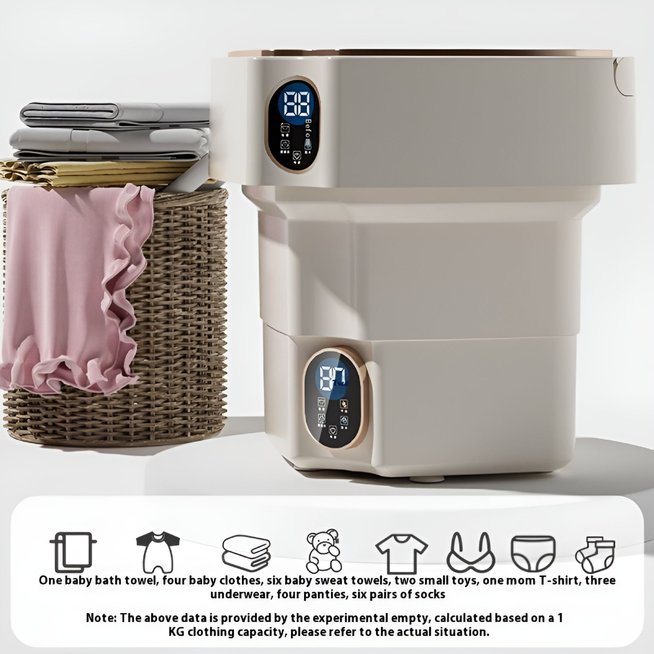 HIBIBUD Portable Folding Mini Washing Machine,17L Capacity for Small Loads,Multiple Wash Modes,Powerful Motor with Control,Integrated Wash and Dry Function,Space-Saving Design