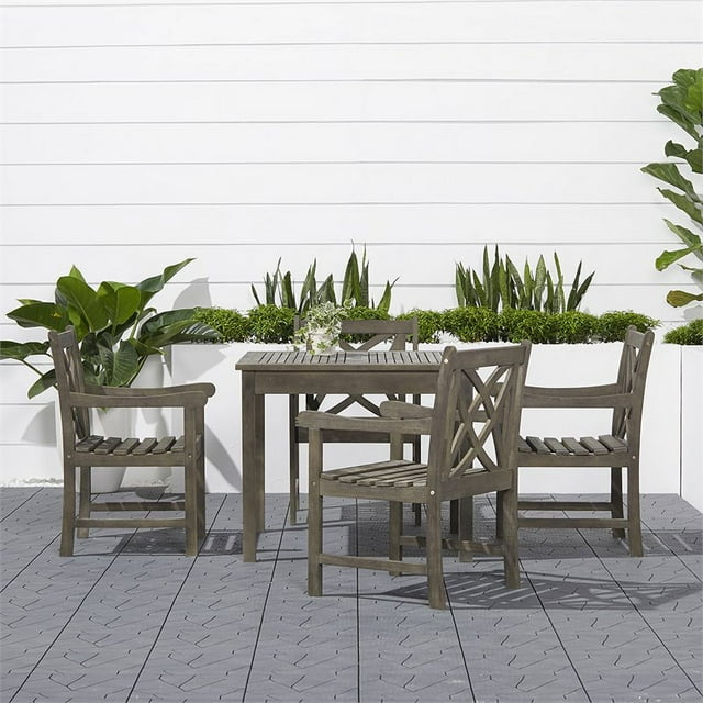 Vifah Renaissance 5 Piece Patio Dining Set in Vista Gray