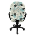 thumbnail image 3 of Floral Office Chair Slipcover, Vintage Intricate Sketch Look Circles Pattern, Protective Stretch Decorative Fabric Cover, Standard Size, Ivory Dark Forest Green, by Ambesonne, 3 of 5