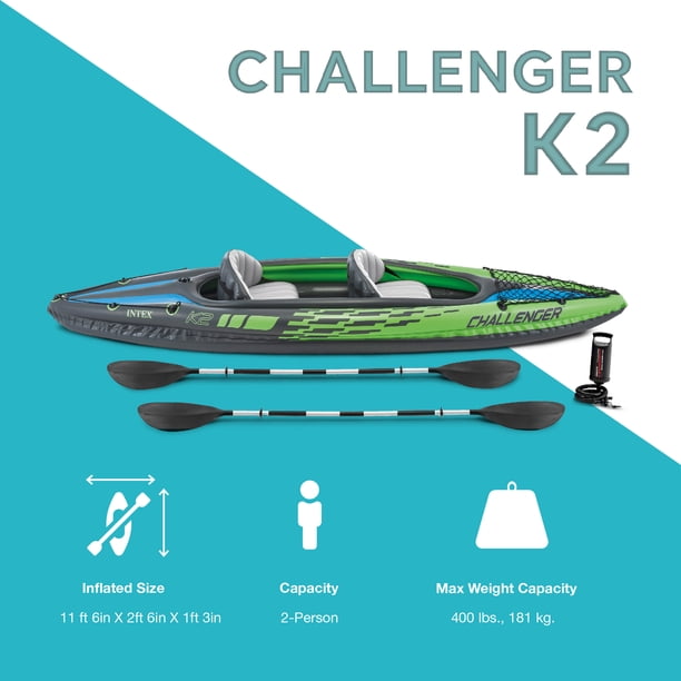 Intex Challenger K2 2-Person Inflatable Kayak with Oars & Pump