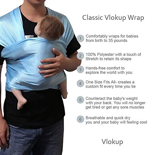 Vlokup Baby Wrap Sling Carrier for Newborn, Infant, Toddler, Kid, Breathable Lightweight Stretch Mesh Water Sling, Nice for Summer, Pool,  Beach, Swimming