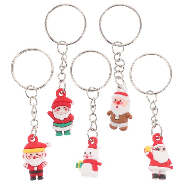 mini llaveros de Papá Noel con dibujos animados para Navidad, festivos, festivos, bolsas, llaveros, decoración, calcetines