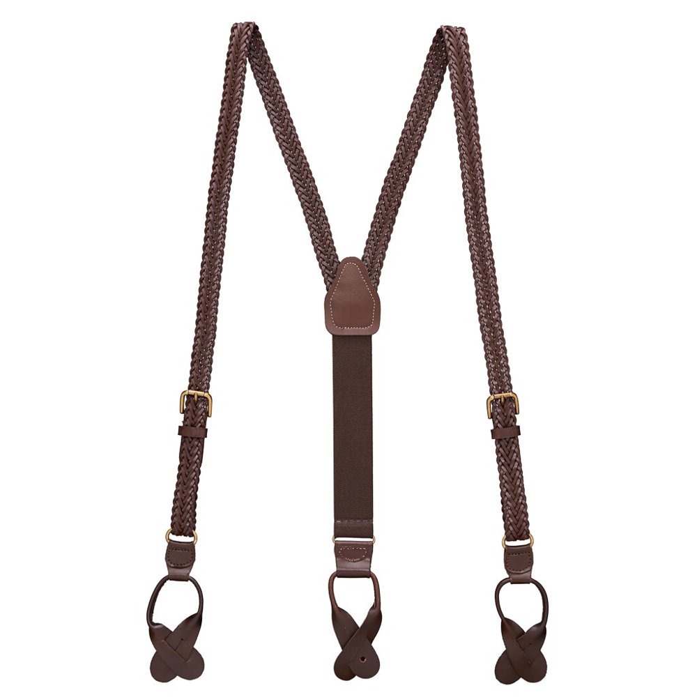 SuspenderStore Suspender Store Herringbone Braided Leather Suspenders