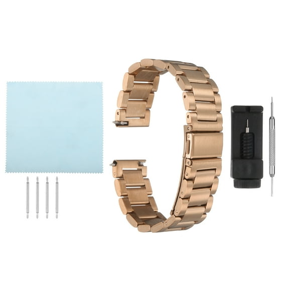 Uxcell Stainless Steel Mesh Watch Band 18mm Quick Release Metal Folding Watch Strap Double-Lock Deployment Clasp Bands for Men Women, Rose Gold