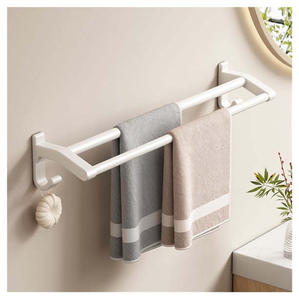 Toallero doble, toalleros for baño, colgador de toallas montado en la pared