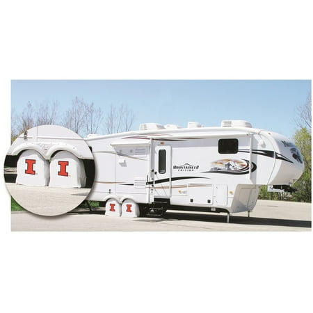 Illinois RV Tire Shade with Fighting Illini Logo on White Vinyl Size: H1 - 37 x 12.5 (Best 37 Inch Tires)