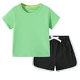 thumbnail image 1 of Odeerbi 1-11 Años Niños Niñas Verano Conjuntos Algodón Manga Corta Camiseta Pantalones Cortos Conjunto Dos Piezas Suave, 1 of 4