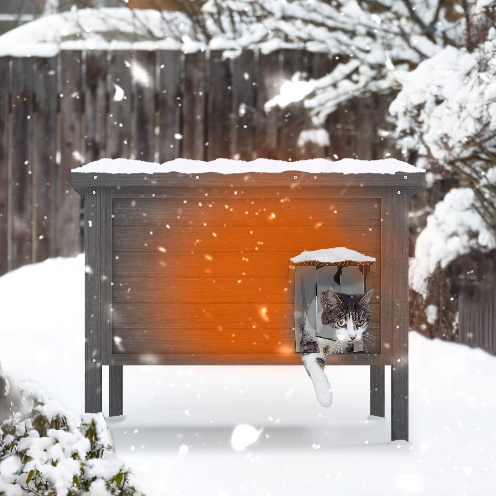 Waleaf Outdoor Cat House Weatherproof, Feral Cat Shelter for Outdoor Cats, Insulated All-Round Foam