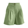 thumbnail image 3 of Summer Savings Clearance YOTMKGD Womens Shorts Casual Summer 2024 Trendy Elastic Back Wide Leg Shorts with Pockets Knee Length Pleated Shorts, Shorts for Women, Green1 Sizes S-XXL, 3 of 5