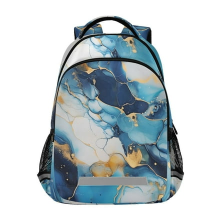 ALAZA Blue and Golden Marble Backpack Elementary School Bag Bookbag Travel Rucksack