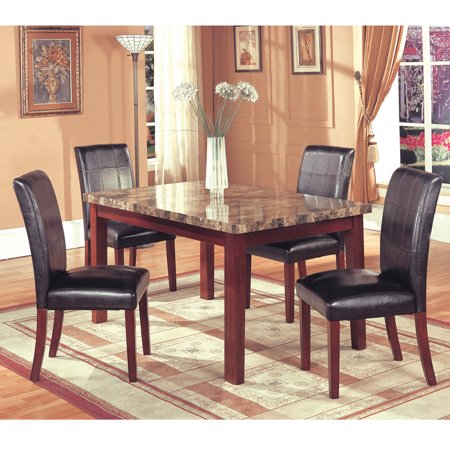 - Home Source Siena Brown Faux Marble Dining Room Table