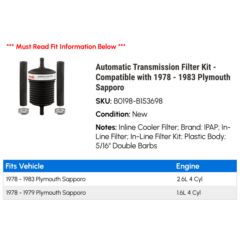 Automatic Transmission Filter Kit - Compatible with 1978 - 1983