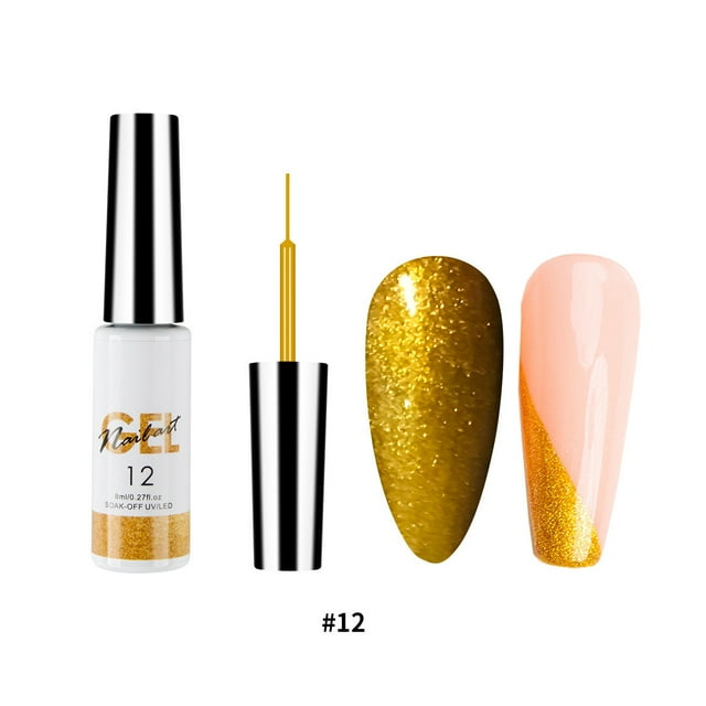 Juego de 12 pegamentos de tirador para pintar uñas, esmalte de uñas en gel, laca de uñas con efecto de dibujo lineal, pegamento de 12 ml, piezas de uñas