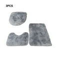 thumbnail image 3 of Inteprter Juego de alfombrillas de baño peludas, fáciles de limpiar y respetuosas con la piel, fabricadas con fibras acrílicas, alfombrilla Juegos de accesorios de baño Gris claro, 3 of 6