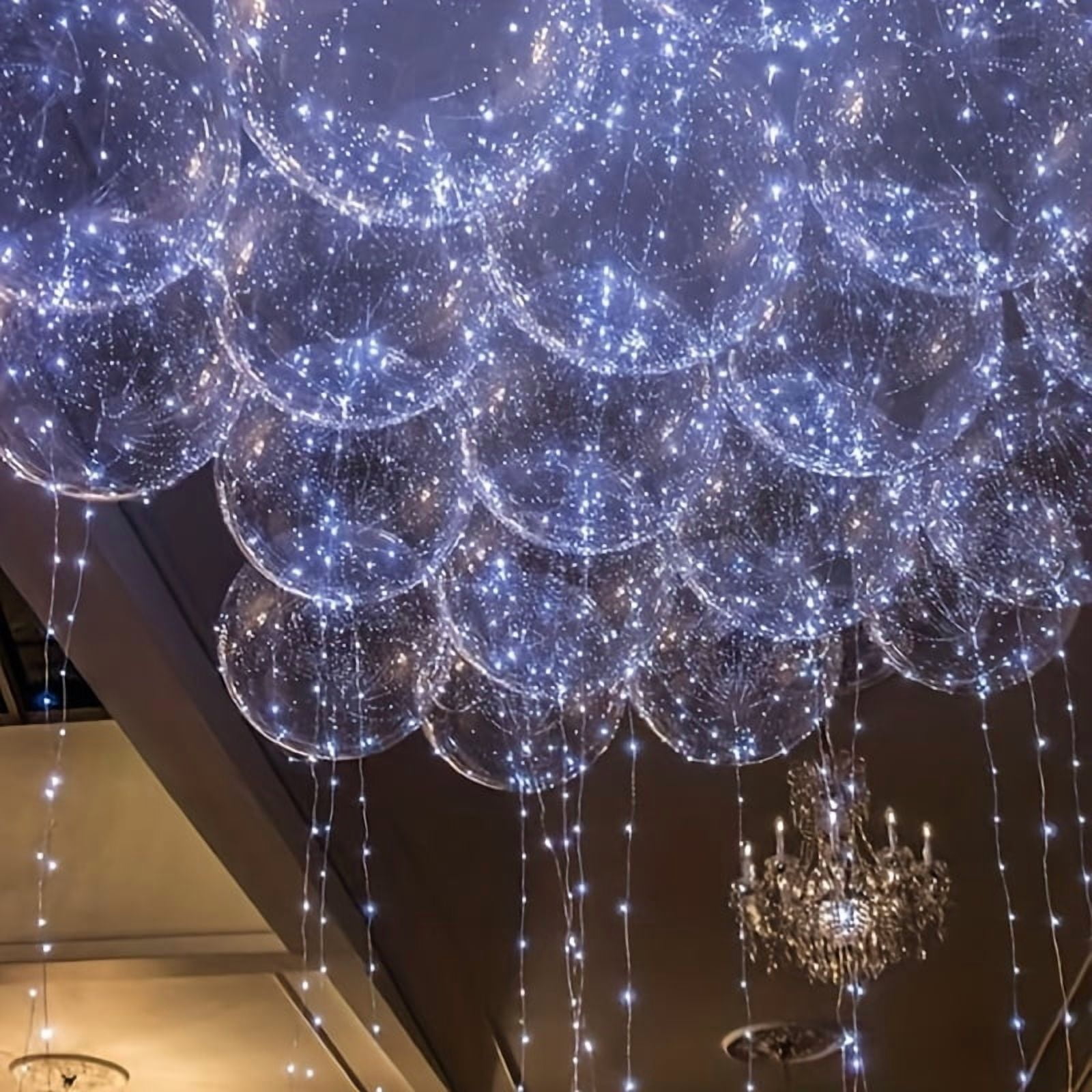 LED String Lights with 20 Bobo Balloons, 20in Transparent Balloons for Birthday Wedding Christmas Party Decor, Battery Powered