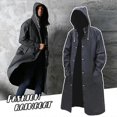 thumbnail image 1 of Waterproof Long Black Raincoat Men Rain Coat Hooded Trench Jacket Outdoor Hiking Tour Rainwear Adults, 1 of 5