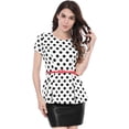 thumbnail image 1 of Top Peplum De Lunares De Manga Corta De Verano Para Mujer Allegra K Con Cinturón Blanco L, 1 of 6
