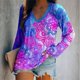 thumbnail image 1 of Pntutb Moda Mujer Cuello en V Camiseta de manga larga Otoño Impresión Blusa suelta tops Sudadera Pntutb Pntutb-5065, 1 of 5