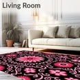 thumbnail image 2 of ODIKA 4'x6' Machine Washable Non-Slip Area Rug, Abstract Floral Medallion with Layered Petal Motifs and Curves High Traffic Rug with Pad, Black, 708815, 2 of 8