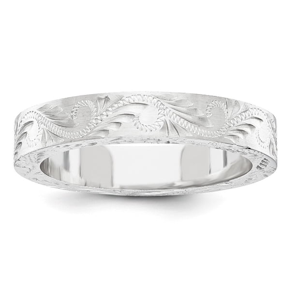 14k White Gold Custom Hand Engraved Wedding Band 103147 Seattle Bellevue Joseph Jewelry
