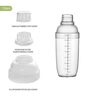 1PC 500ml/17oz Plastic Cocktail Shaker with Scale and Strainer Top, Clear  Plastic Cocktail Shaker Bottle Wine Mixer Bottle Cocktail Tea Measuring