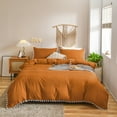 thumbnail image 2 of Move Over Pumpkin Bedding Sets Twin, Pom Poms Pattern, Washed Microfiber, Ultra Soft Rust Duvet Cover Set, No Filling, 2 of 8