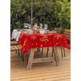 thumbnail image 2 of Outdoor Tablecloth with Umbrella Hole and Zipper, Red Santa Christmas Rectangle Table Cloth 60x120 Inch Waterproof Tablecloth, Xmas Snowflake Picnic Table Cover for Patio Camping, 2 of 7
