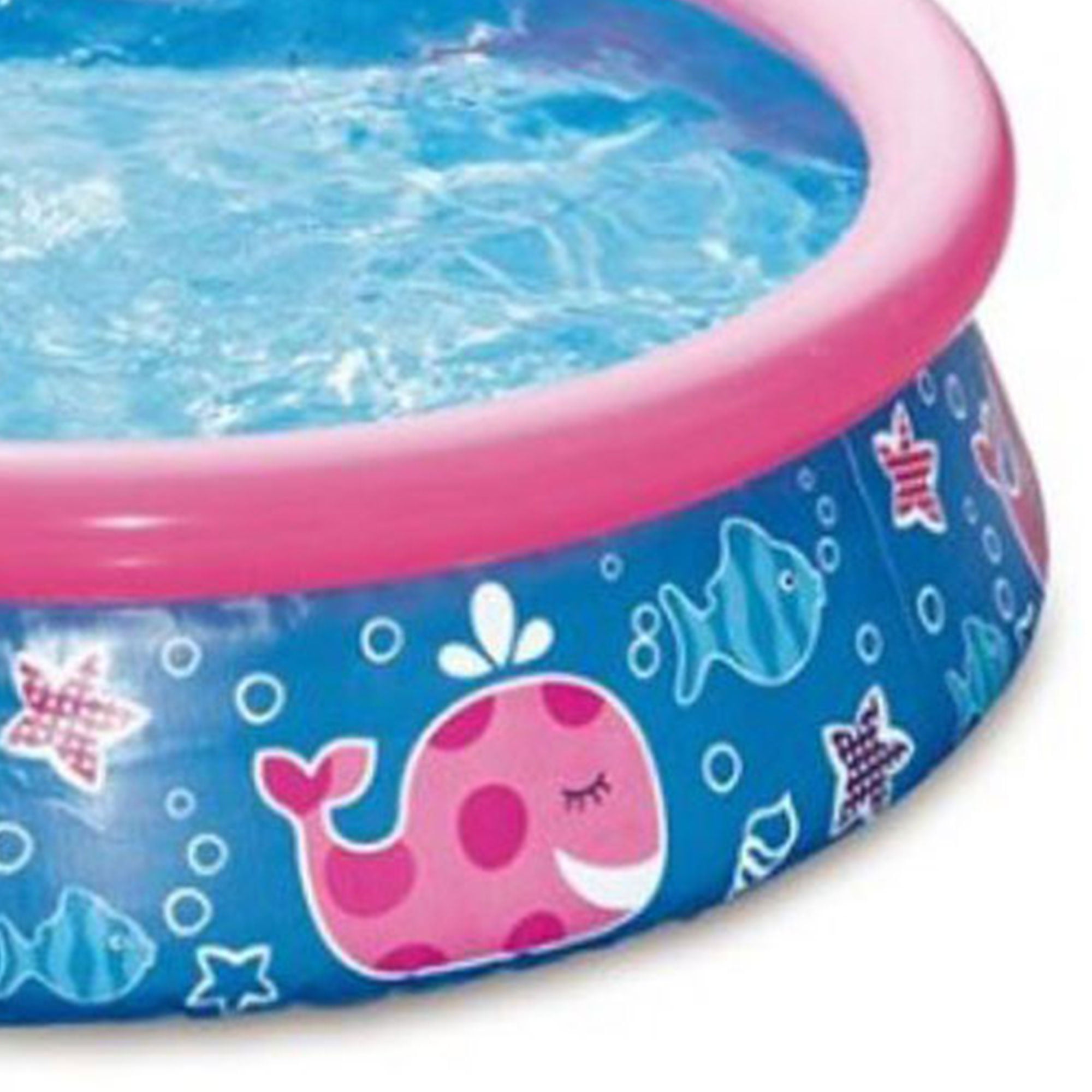 Open Box Summer Waves Quick Set 5ft x 15in Round Inflatable Ring Kiddie Pool, Pink Whale