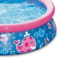 thumbnail image 3 of (Open Box) Summer Waves Quick Set 5ft x 15in Round Inflatable Ring Kiddie Pool, Pink Whale, 3 of 4