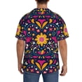 thumbnail image 5 of Naloa Cinco De Mayo Floral Men's Loose Fit Cuban Collar Short-Sleeve Shirt with Button-down and Chest Pocket for Everyday Wear Outings - Medium, 5 of 7