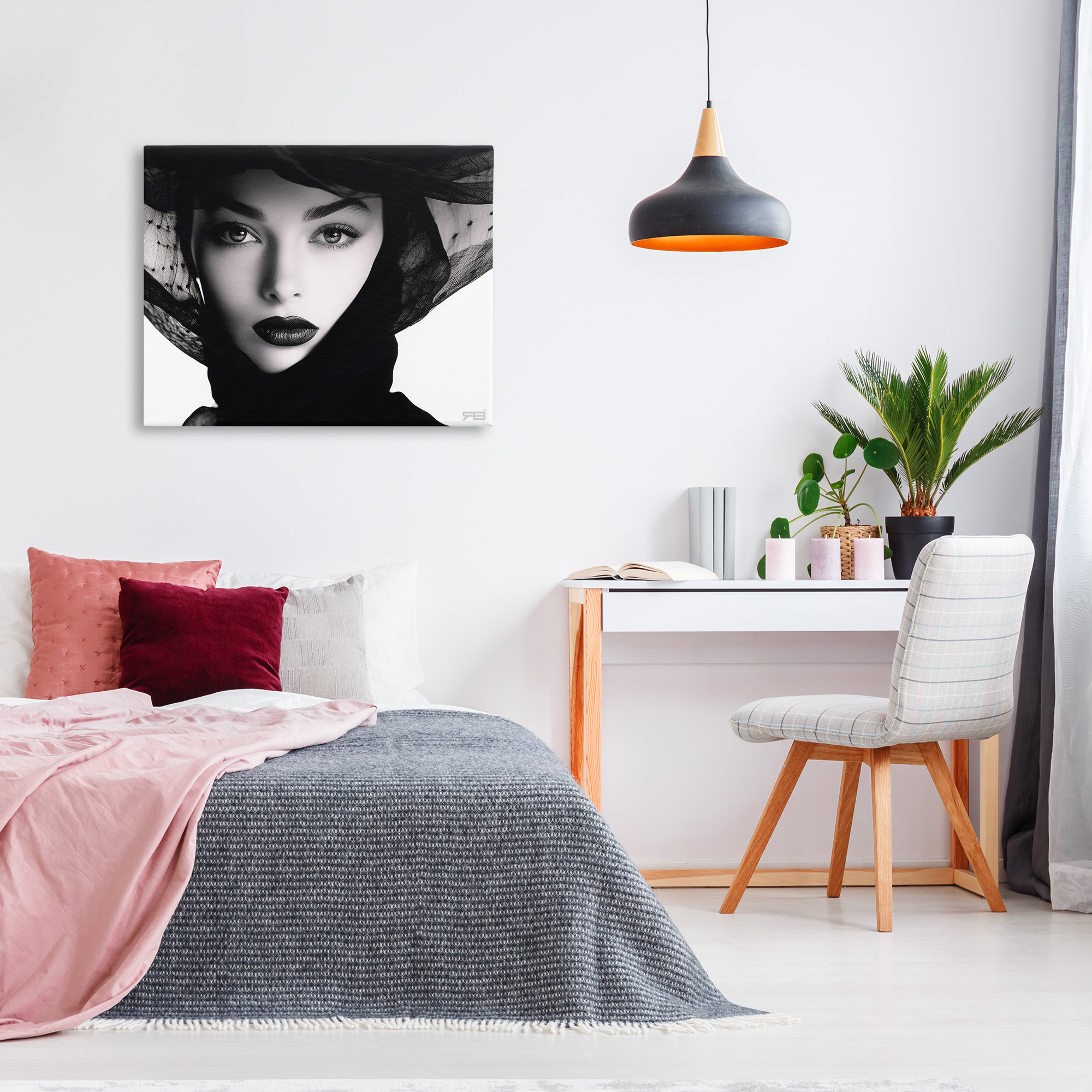 Stupell Industries Woman with Black Veil Beauty & Fashion Painting Gallery Wrapped Canvas Art Print Wall Art, 40 x 30