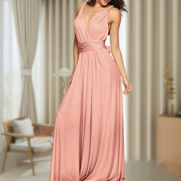 Vestidos de Fiesta Elegantes de mujer sin espalda vestido de fiesta de dama de honor a la moda Ygjytge Rosa T XL para Mujer