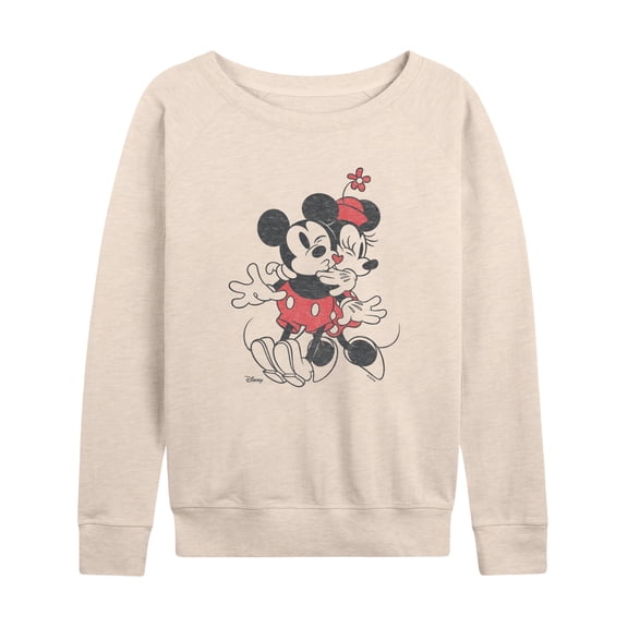 Disney - Mickey And Minnie Heart - Women's French Terry Long Sleeve Pullover